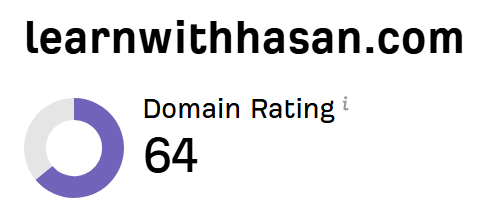 Ahrefs report showing learnwithhasan.com Domain Rating of 64
