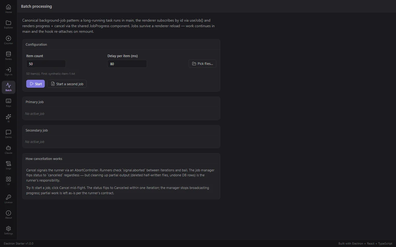 Batch screen showing background jobs with progress bars