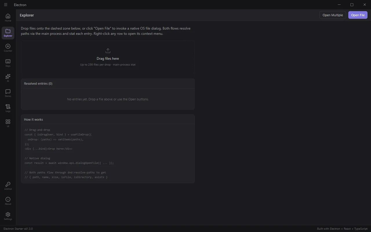 File system explorer screen