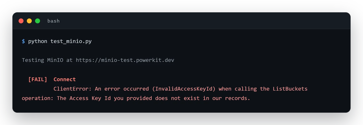 Terminal: a boto3 S3 call failing with ClientError InvalidAccessKeyId, 'The Access Key Id you provided does not exist in our records.'