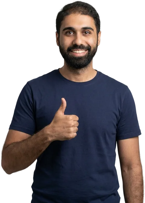 Hasan Aboul Hasan giving a thumbs up