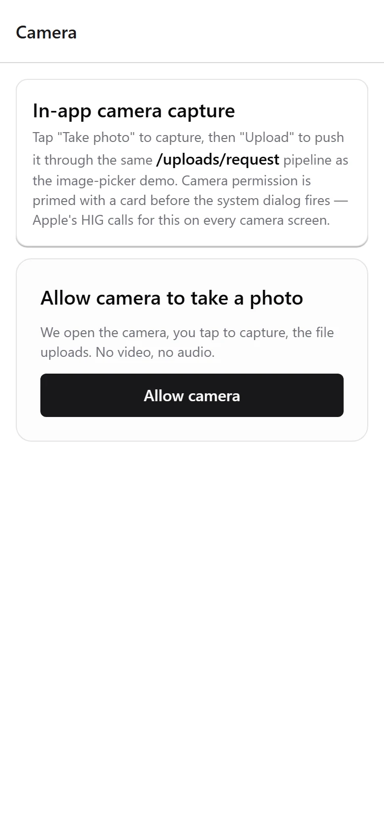 Camera permission screen