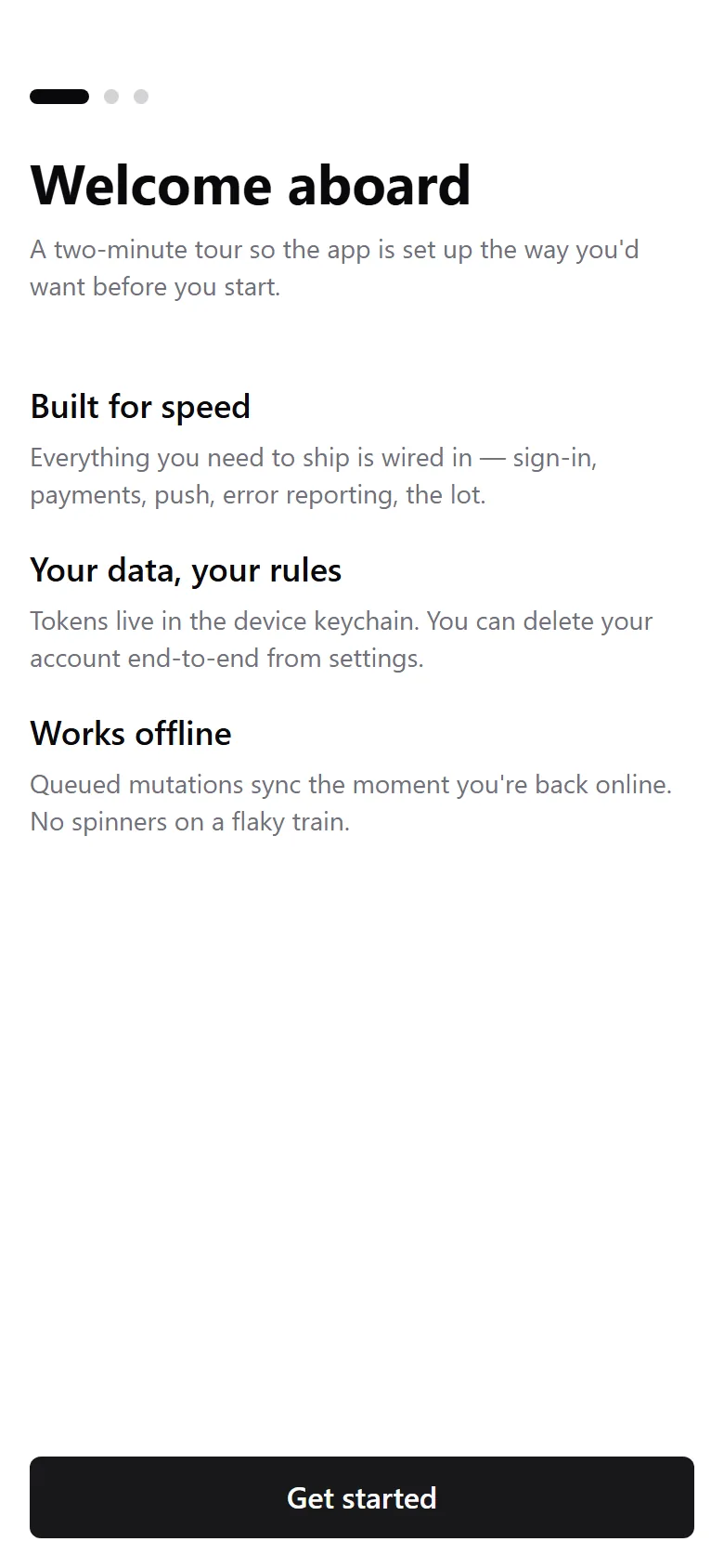 Onboarding welcome screen