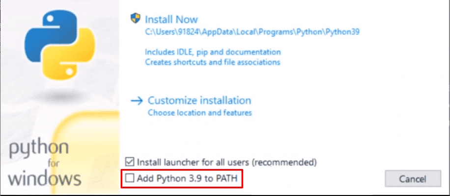 python install add path