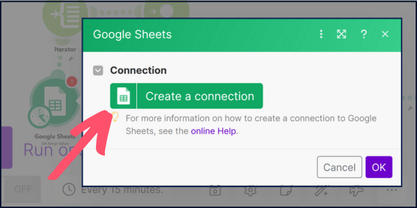 make create google sheet connection