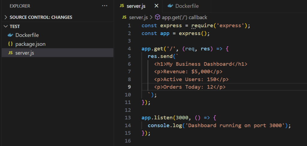 simple node.js application