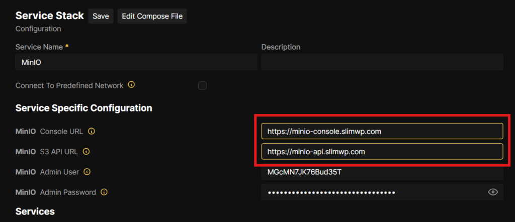 MinIO Credentials In Coolify
