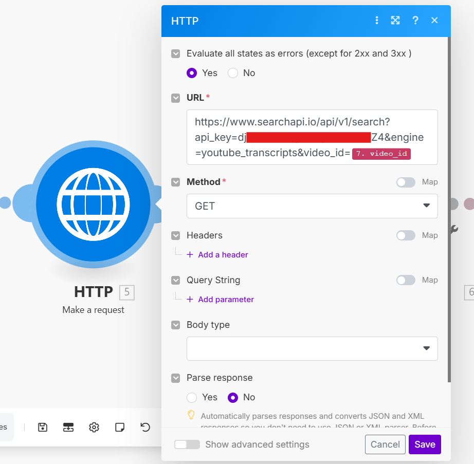 HTTP request Make.com