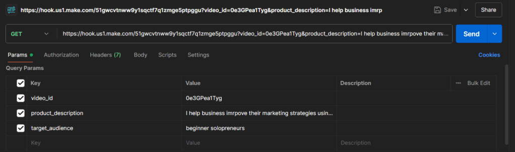 Postman Make.com Webhook Testing