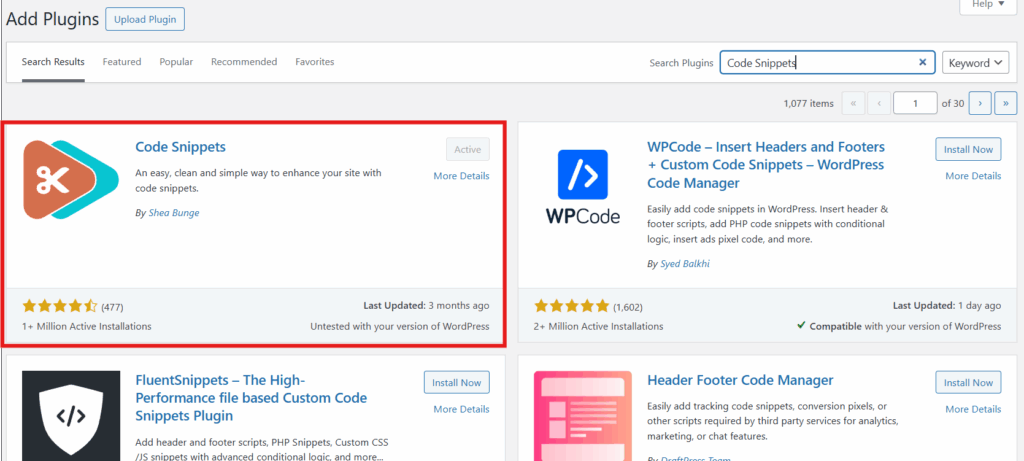 Code Snippets WordPress Plugin