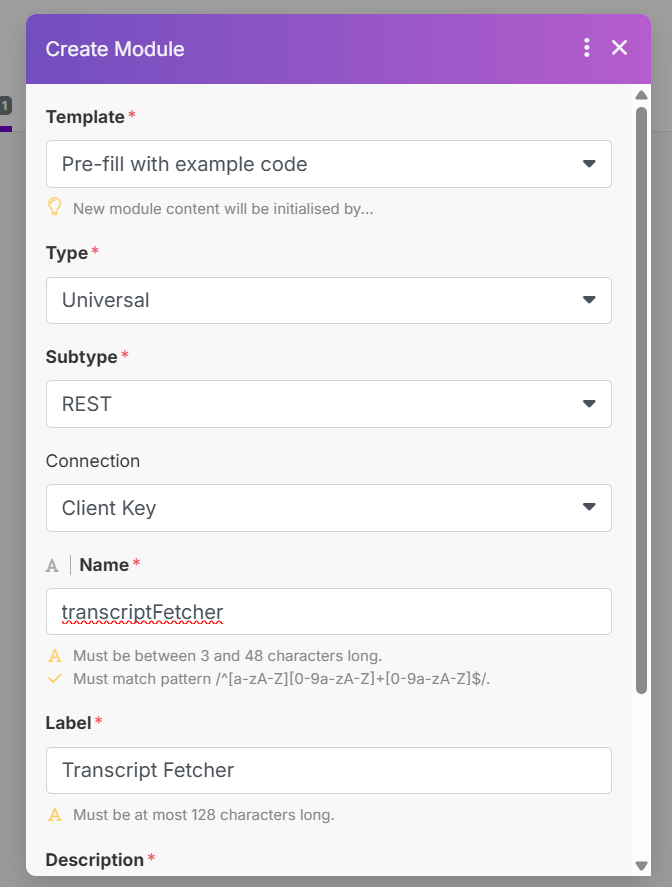 make.com custom app module