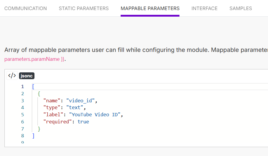 make.com custom app module mappable parameters