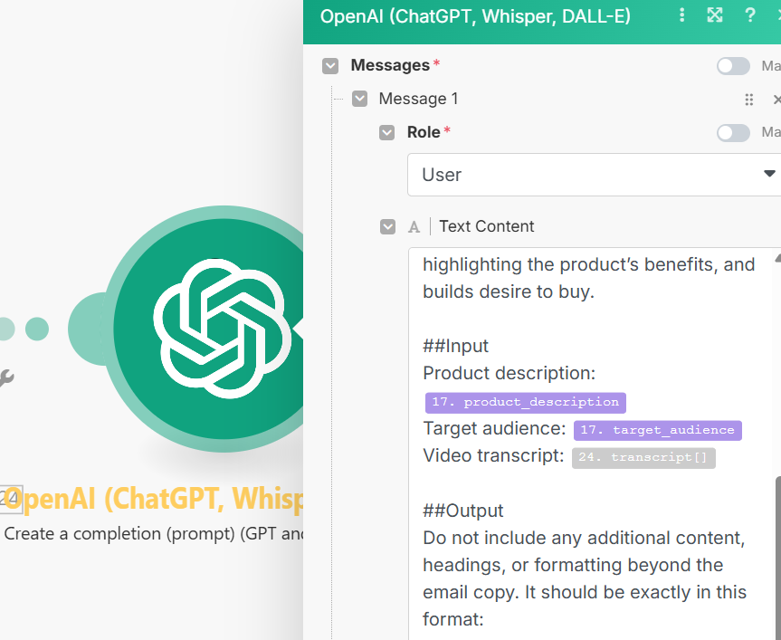 make.com openai module