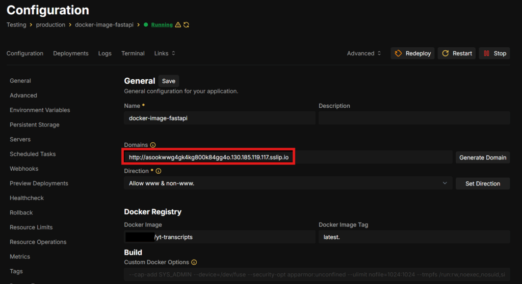 Coolify Docker Image Configuration