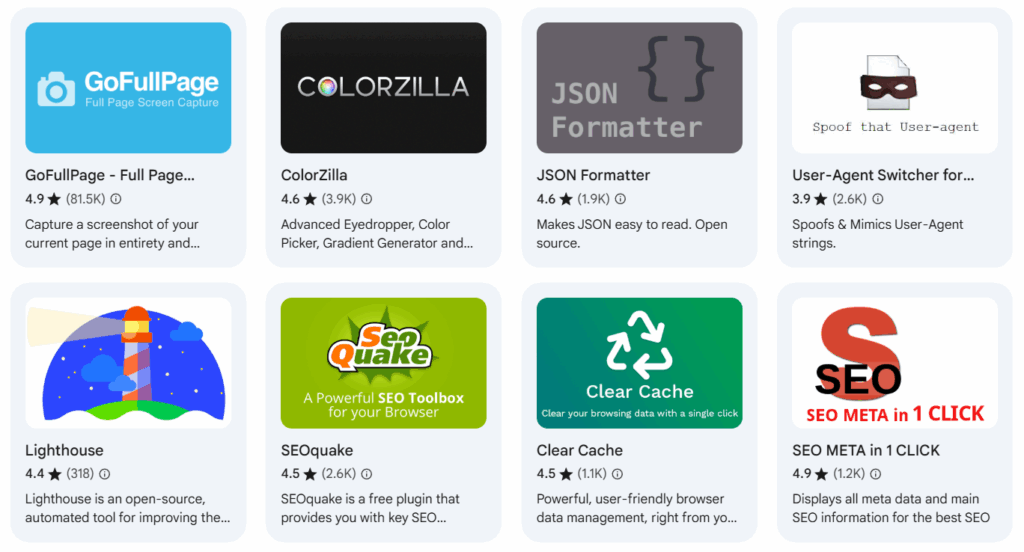 Chrome extensions marketplace screenshot