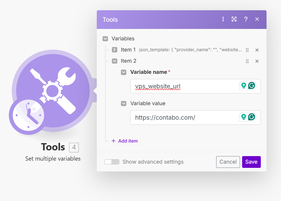 Set Multiple Variables Module in Make.com