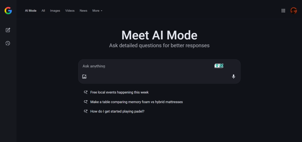 Google AI Mode: google.com/ai