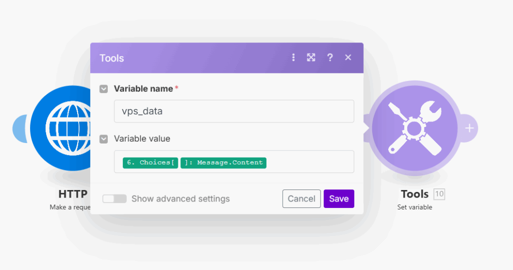Set Variable Module in Make.com