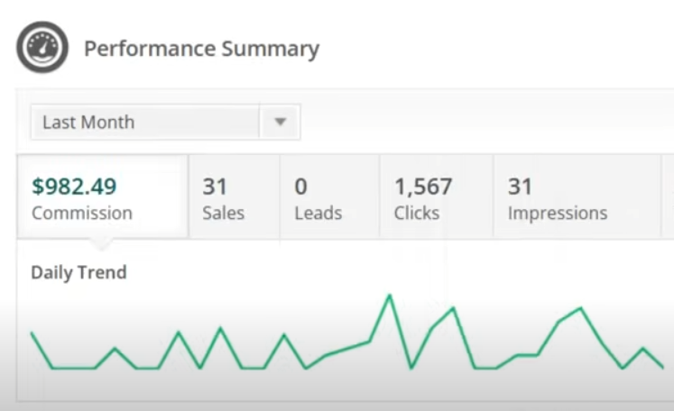 Affiliate Marketing Dashboard with 1000$ a month